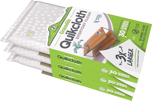Quikcloth® Everyday Clean – Plant-Based, Gentle, Plastic-Free Cleaning Wipes for Home & Kitchen - Safe on Hands and Surfaces (1 Count (3 Packs of 30))
