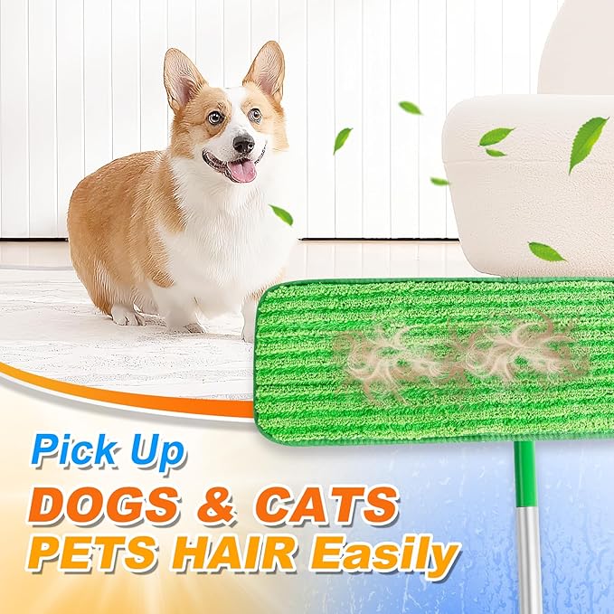 XL Wet Pads Refills for Swiffer XL Dry Sweeping Cloths Reusable XL Wet Mopping Pad Cleaning Cloths Microfiber Mop Pads for Hardwood Floor Cleaning (Green 5 Pack)