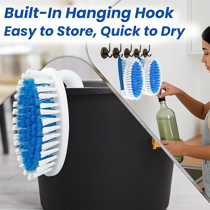 PHYEX Scrub Brush, 2 Pack Household Cleaning Brushes with Stiff Bristles, Scrubbing Brush for Carpet, Shower, Bathtub, Kitchen, Pool Tile, Bathroom Scrubber, Small