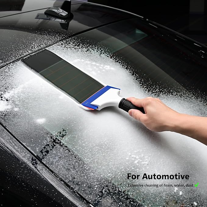 EHDIS 2PCS Double Edge Blade Small Rubber Squeegee 5-inch Handy Window Shower Squeegee Auto Water Blade for Car Windshield, Window, Mirror, Glass Door, Ice Snow Removal Scraper Tool