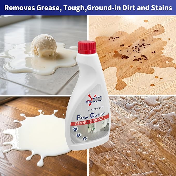 Floor Cleaning Solution 2 Bottles Refill, Fresh Scent, Compatible with Roborock Series & All Robot Vacuums, Eco-Safe, Streak-Free Formula for Hard Floors, Pet & Kid Friendly
