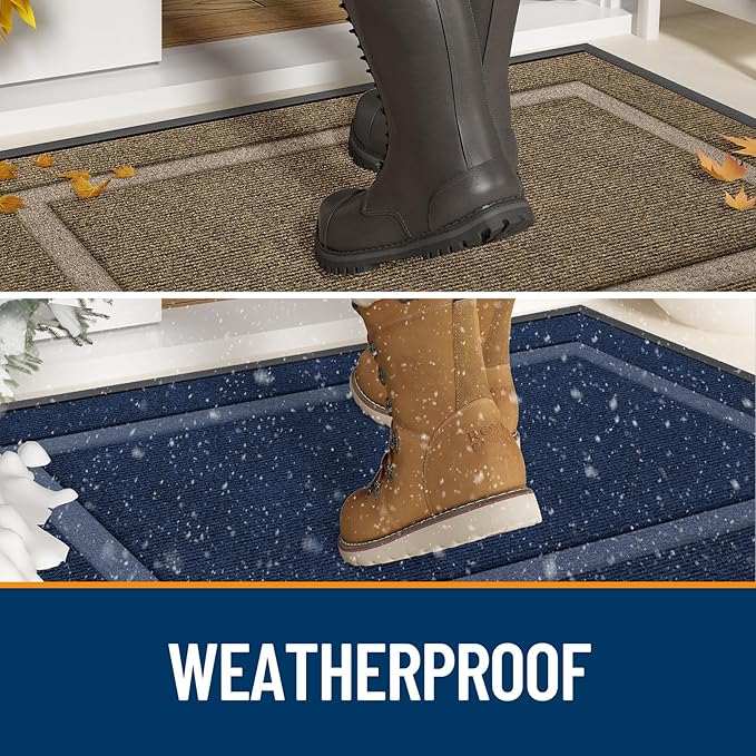 OLANLY Front Door Mat Indoor Outdoor Entrance, Waterproof All-Season, All-Weather Doormat, Sturdy Natural Rubber, Fade Resistant, Low Profile, Easy Clean Patio Porch Entryway Mat, 59x30, Wine Red
