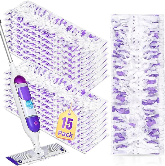 15 Pack Disposable Moping Pads Refills for Power Mop™ Multi-Surface Mop and PowerMop™ Wood Mop, Replacement Mop Pads for Floor Cleaning