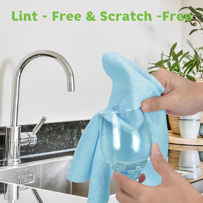 Matthew Microfiber Cleaning Cloth Roll 72Pack (12" x 12") Reusable Paper Towels&Washable Tear Away Towels,Ultra Water Absorbent Lint&Streak Free Cleaning Rags for Glass,Dishwash,Bathroom,Cars-Blue