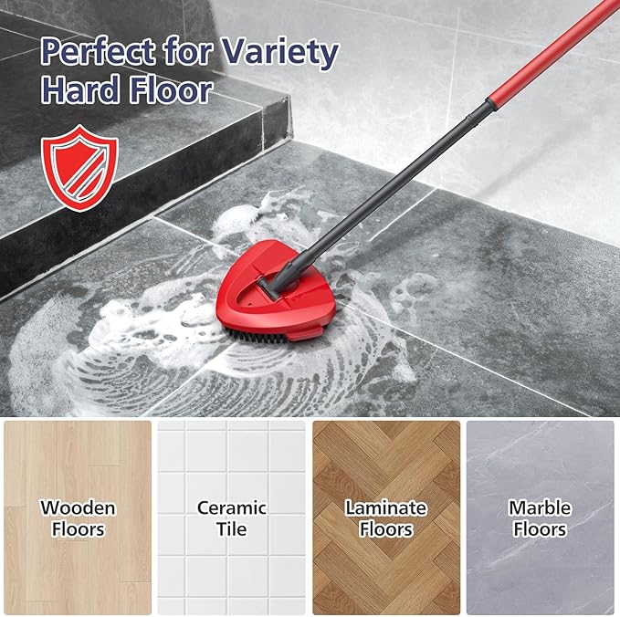 2 Pack 1-Tank Spin Mop Scrub Brush Head Replacement for O Ceda EasyWring 1-Tank System(Red), Hard Bristle Scrubber Brush for Floor Cleaning Accessories (Not Fit for RinseClean 2-Tank)