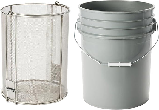 Dip N’ Drain – Stainless Steel Part Cleaning Strainer Basket for 5-Gallon Buckets (Bucket Included) | 1/32″ Mesh, Swing Handle, Perfect for Mechanics, Auto Parts, Garage, Shop & Home Workshop Cleaning