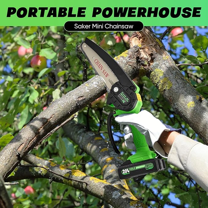 Saker Mini Chainsaw Cordless,6 Inch Chainsaw, Mini Electric Chainsaw Cordless Battery Powered,One-Hand Portable Chain Saw for Tree Trimming, Pruning&Wood Cutting,Valentine's Day Gifts for Men Husband