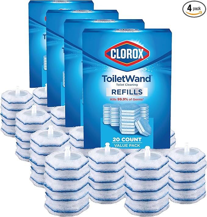 CLOROX ToiletWand Toilet Cleaner Refills, Toilet brush, Original, 20 Count (Pack of 4)