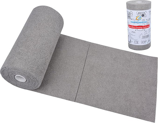 HOPESHINE Microfiber Cleaning Cloth Roll 50-Pack Reusable Paper Towels Washable for Cars Care Wash Supplies Kitchen Dish Rags House Window Cleaning Cloths Lint Free Tear Away Ultra Absorbent (Gray)
