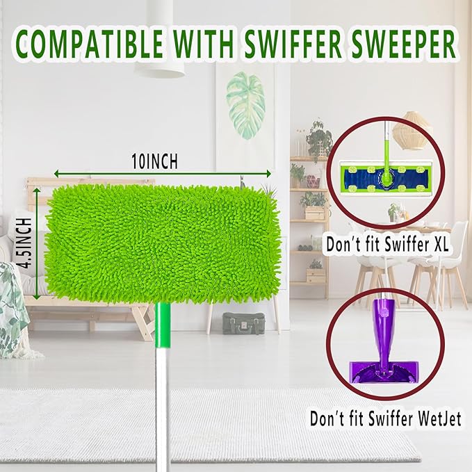 Reusable Microfiber Mop Pads for Swiffer Sweeper - Wet & Dry Cleaning Cloths - Mop Head Replacement Washable Refills for Household Floors