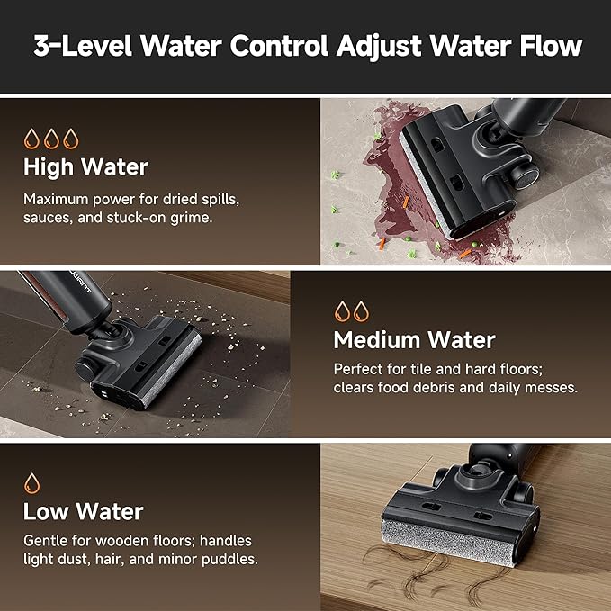 uwant Wet Dry Vacuum Cleaner 180° Lay-Flat Vacuum Mop All in One with 100℃ Hot Water and Air Drying 23000Pa Suction Vacuum Cleaner with Self-Cleaning Anti Odor Triple Edge Electric Mop