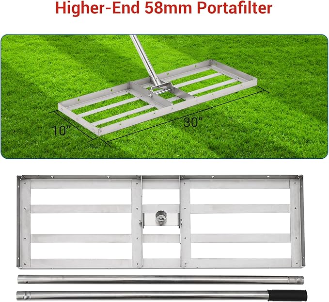 36 Inch Heavy-Duty Hand-Pushed Land Leveler with Stainless Steel Plate, Lawn Leveling Rake & Soil Tool for Leveling Garden/Yard Ground, Sand & Topdressing, Durable Leveling Equipment