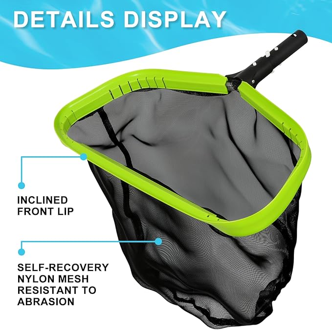 Sepetrel,Pool Net,Professional Swimming Pool Leaf Skimmer Nets for Cleaning with Nylon Deep Bag,Heavy Duty Aluminum Frame & Handle Rake(Pole Not Included)