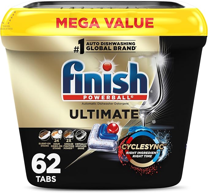 Finish Ultimate Dishwasher Detergent- 62 Count - With CycleSync™ Technology - Dishwashing Tablets - Dish Tabs