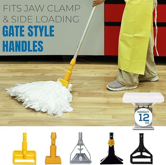 KLEEN HANDLER Disposable Industrial Mop Head Replacement, Non-Woven Cut End Floor Cleaning Wet Mop Head Refill (Pack of 24)