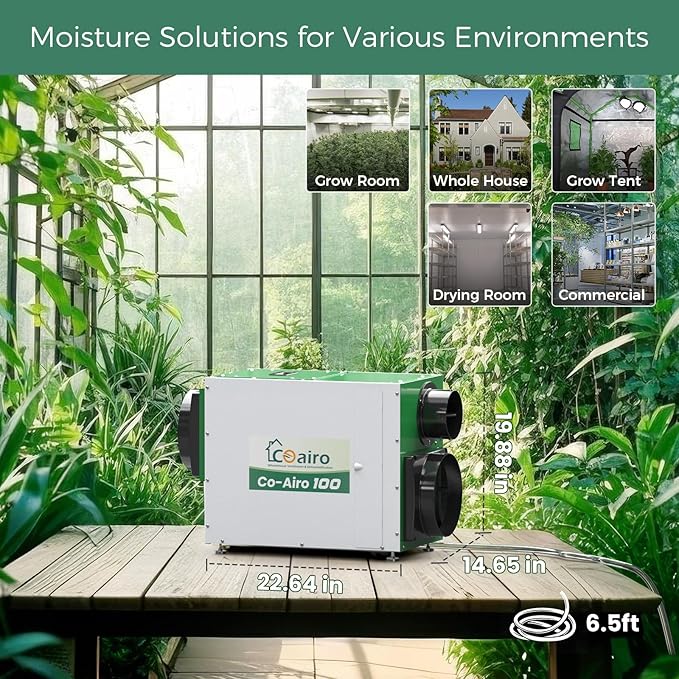 Whole House Dehumidifier, 180 Pint with Fresh Air Function with Controller, Commercial Dehumidifier with Drain Hose Up to 2300 sq. ft. for Grow Tent, Whole House, Commercial, Basement