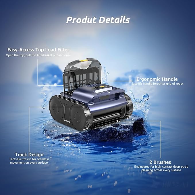 (2026 Upgrade) Cordless Robotic Pool Cleaner, Robotic Pool Vacuum for Inground Pools, Floor, Wall, Waterline and Drain Cleaning, 180 min Battery Life for Pool Up to 2150 Sq.ft