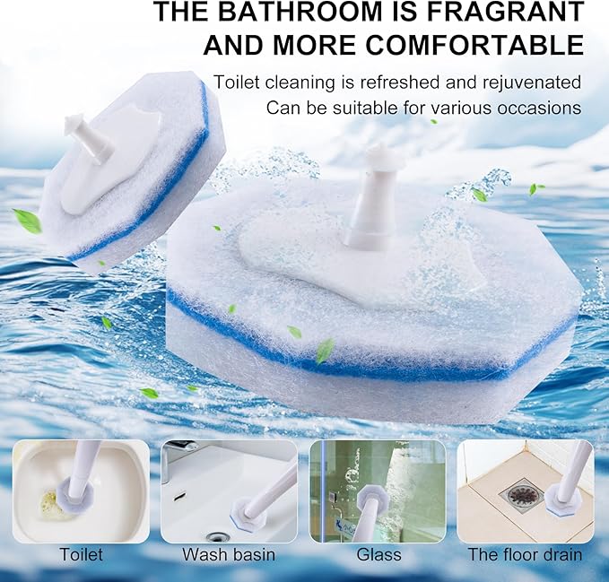 Upgraded 60pcs Toilet Wand Refills fits Clorox Toilet Wand, Thickened Cleaning Layer, Won’t Fall Apart, Disposable Bathroom Cleaning Scrub Pads with Fresh Scent, for Home & Commercial Use