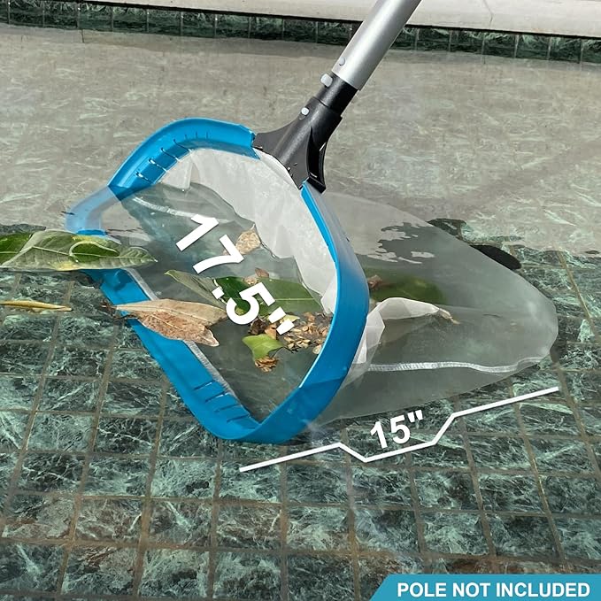 17.5" Heavy Duty Ultra Fine Mesh Pool Pollen & Sand Skimmer Rake, Aluminum Frame Deep Nylon Net, Pool Net for Above Ground & In-ground Swimming Pools (No Pole)