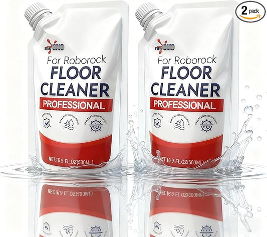Floor Cleaning Solution 2 bags Refill, Fresh Scent, Compatible with Roborock Series & All Robot Vacuums, Eco-Safe, Streak-Free Formula for Hard Floors, Pet & Kid Friendly