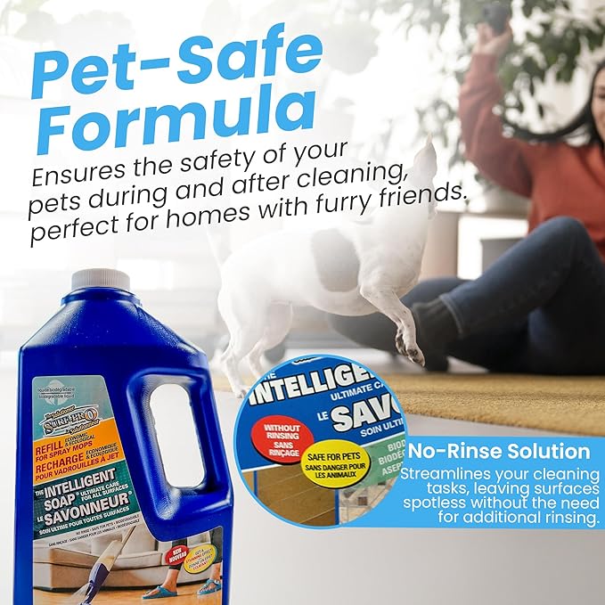 SURF PRO Intelligent Soap Floor Cleaner Refill 1.89L (63.9oz), Multi-Surface No-Rinse Formula, Hardwood Laminate Vinyl Tile Marble, Biodegradable & Glycol-Free