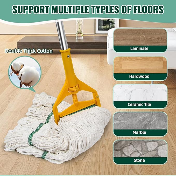 20oz Heavy Mop Replace Head, 3 Pack Commerical Replacement Mop，mop Head Replacement，Reusable Mop Head Refills-Replacement Mop Heads Suitable for Heavy Commercial Industrial Residential Areas