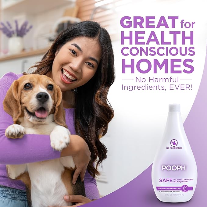 Pooph Laundry Additive, 32oz, 2-Pack (32 Loads) - Dismantles Odors on a Molecular Basis, Dogs, Cats, Freshener, Eliminator, Urine, Poop, Pee, Deodorizer, Natures, Puppy, Fresh, Clean, Furniture, Potty