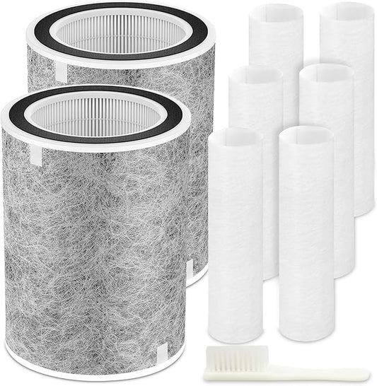 HP302/HP301/HP201 Replacement Filter and 6 Pre-filters Compatible with Shark HP202/HP230/HP231/UA205/AP1000/HC501/HC502, Absorb 99.97% Particulate, Compare Part#: HE2FKBASMB/HE2FKBAS/HE2FKPRO/HE2FKPET