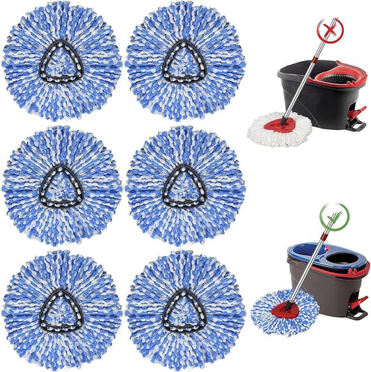 6 Pack Mop Replace Head Compatible with O Cedar Mop 2-Tank RinseClean, Spin Mop Refills, Microfiber mop Head Replacement, Deep Cleaning and Machine Washable
