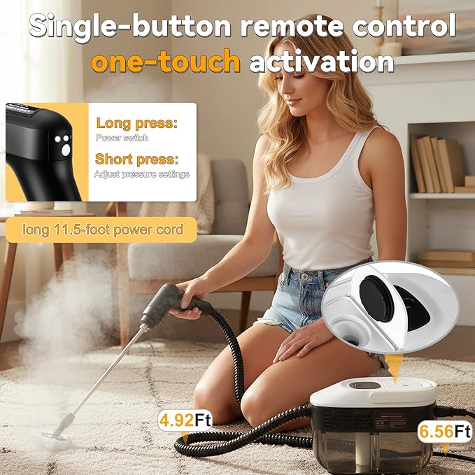 2500W Portable Handheld Steam Cleaner,54oz Large Capacity,3-Level Adjustable Handle,15s Fast Heating Steamer for Cleaning with 20 Pcs Accessories,Plug-and-Play Steam Cleaner for Home,Car,Kitchen,More