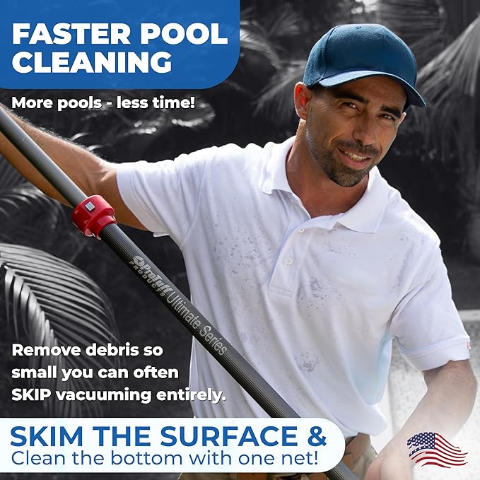 ProTuff 13" Silt Net Pool Skimmers for PROS – 6 Pack – “490 Promise” Unlimited, Unconditional Replacement – Ultra-Durable Ultra-Fine Net for Silt – Heavy-Duty Aluminum Frame & EZ-Clip Pole Attachment