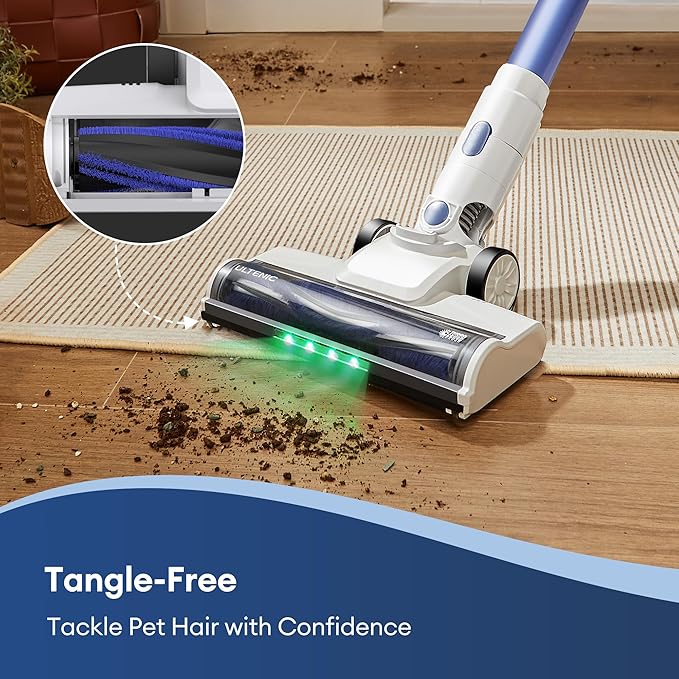 Ultenic Cordless Vacuum Cleaner, 500W 45KPA 40Mins Vacuum Cleaners for Home, Stick Vacuum Cordless Rechargeable with Self-Standing, 180° Lay-Flat, Anti-Tangle for Pet Hair/Carpets/Floor