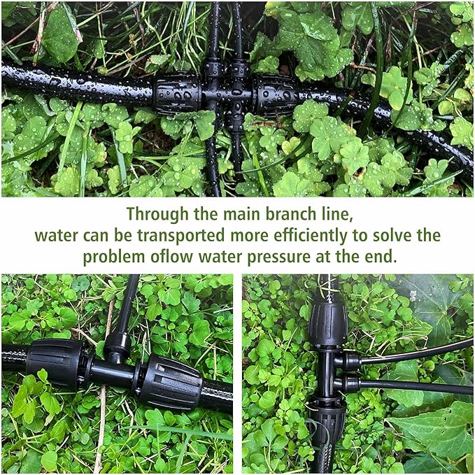 12 Pack 1/2'' to 1/4'' Drip Irrigation Fittings Kit, Push-to-Fit 3-Way | 4-Way | 6-Way Connectors Anti-leak Locked Drip Irrigation Part, Universal Multi-Way Splitter Fitting for 1/2" Irrigation Tubing