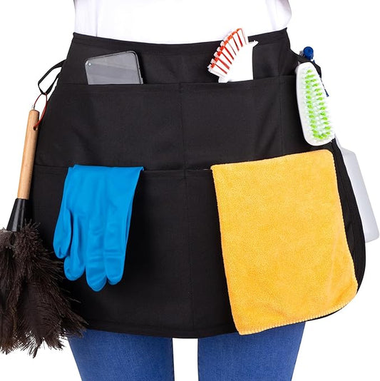 5-Pocket Waterproof Professional Cleaning Apron. Made for Pro Cleaners. Like a Cleaning Caddy Around Your Waist
