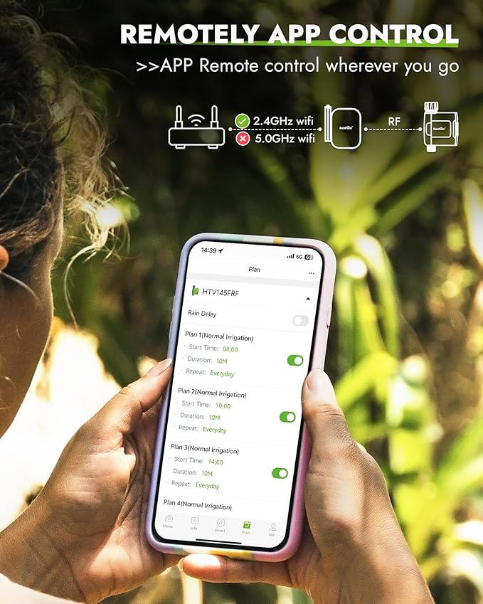 RAINPOINT WiFi Water Timer for Garden Hose, Brass Inlet WiFi Sprinkler Controller, Smart Hose Timer Valve with Ethernet Gateway, Rain Delay for Garden/Lawn (Support WiFi & Ethernet Connection)