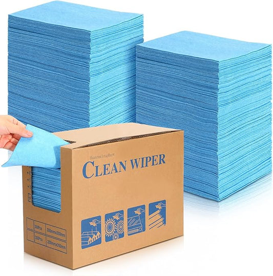 300 Sheets 9.84 x 13.78 in Disposable Shop Towels Bulk Heavy Duty Shop Towels Lint Free Paper Absorbent Anti Dissolution for Garage Car Work(Blue)