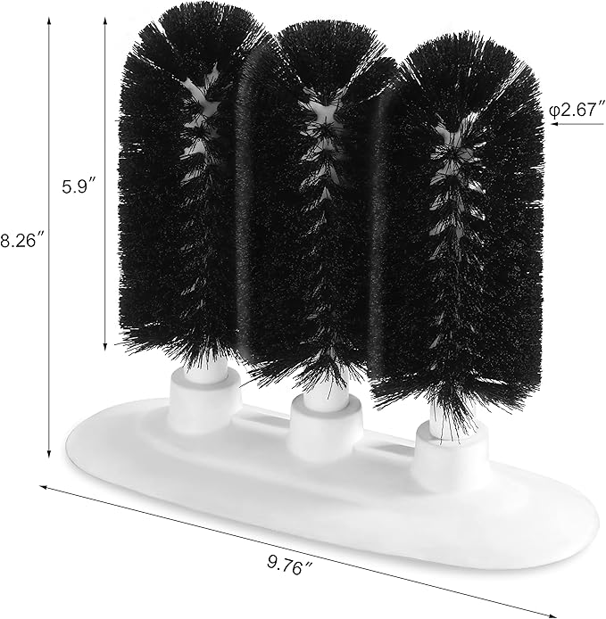 New Star Foodservice 54484 Triple Brush Bar Glass Washer - 3 Brushes - Suction Base, Non-Battery (Pack of 2)