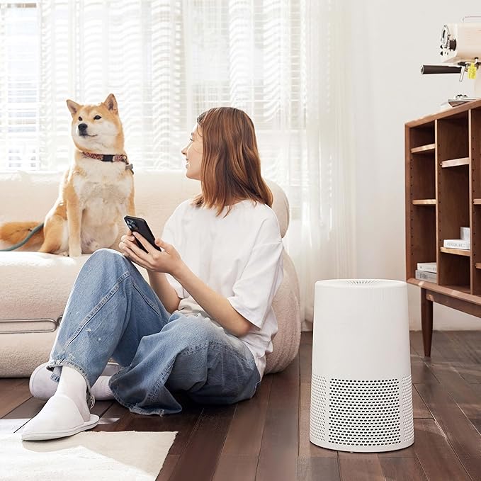 Amazon Basics Air Purifier for Home and Office, With 3-Stage Filtration, Filter With Activated Carbon, 3 Speeds, Timer, Sleep Mode (32db), Energy Star Certificate, Covers Up to 1067 Sq ft, White