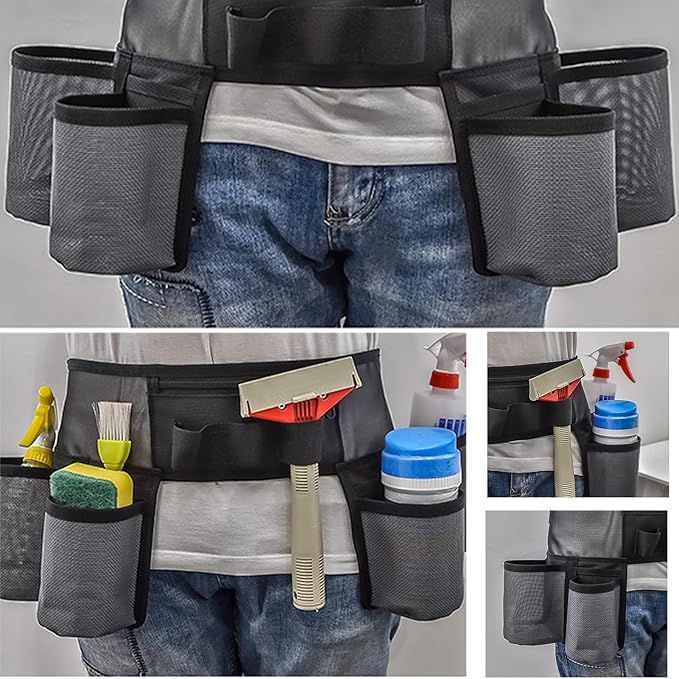 Cleaning Tool Belt - Adjustable Storage Multi-Pocket, Utility Pouch Costume Tool Belt for Scissors Bottle Brush Women Men Home Hotel Work Gardening Housekeeping