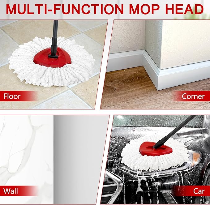 15-Pack Spin Mop Superior Replacement Heads – Compatible with O-Cedar EasyWring and Other Spin Mops, Durable and Washable Refills for Effortless Floor Cleaning - iDeaology