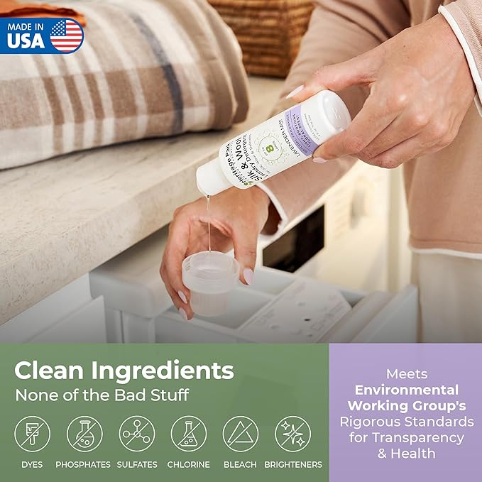 Heritage Park Silk & Wool All-Natural Lavender Mist Scent, pH-Neutral Laundry Detergent - Enzymes-Free, Ultra Concentrated (4 fl oz Trial Size)