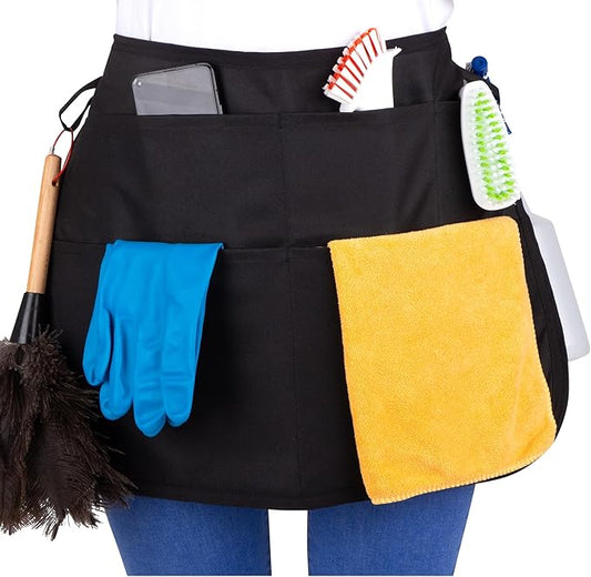 5-Pocket Waterproof Professional Cleaning Apron. Made for Pro Cleaners. Like a Cleaning Caddy Around Your Waist
