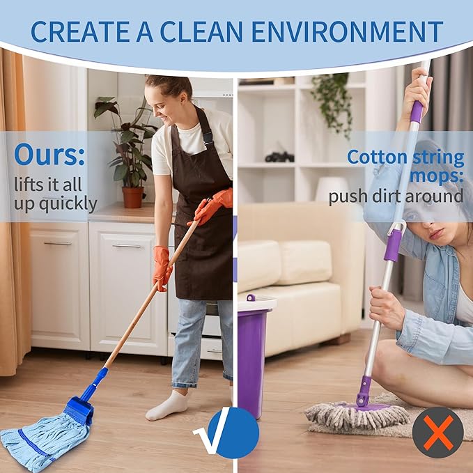 2 Pack - Large Commerical Microfiber Tube Mop 400GSM - Heavy Duty Industrial Wet Mop Head Refill, Thick Fiber, Replacement Heads, Extra Absorbent