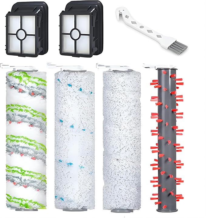 4 Brush Rolls and 2 HEPA Filters Replacement Parts Compatible with Bissell CrossWave 2554 2554A 2590 2593 2596 and HydroSteam 35151 3515 35152 3513 3518 Cordless Wet Dry Vac