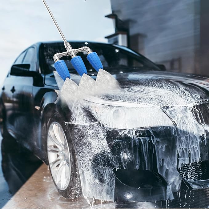 Triple Turbo Nozzle Pressure Washer, 3-in-1 Power Washer Turbo Nozzle with 1/4" Quick Connect, 360° Rotating Turbo Nozzle Tip- 4000 PSI, 4-6 GPM, 2.0 Orifice, Blue