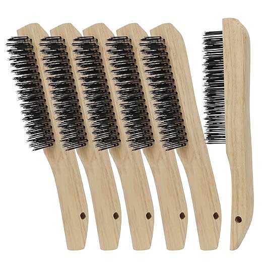 Wire Brushes Pack of 6. for Cleaning Welding Slag, Rust and Dust. 10" Heavy Duty Carbon Steel Shoe Handle Wire Scratch Brush