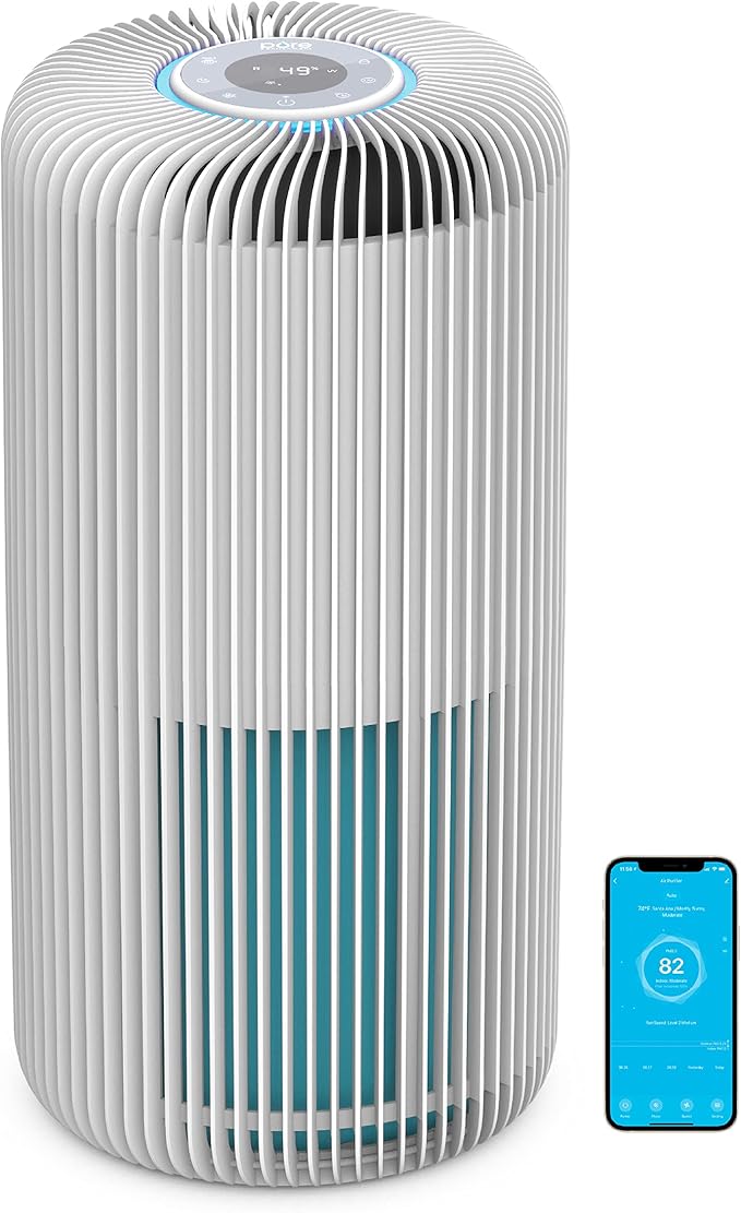 Pure Enrichment PureZone Turbo Smart Air Purifier for Large Rooms (1050 sq. ft. in 30 min.) - 5 Stage Filtration, Smartphone Compatible, Traps Germs, Smoke, & Dust (White)