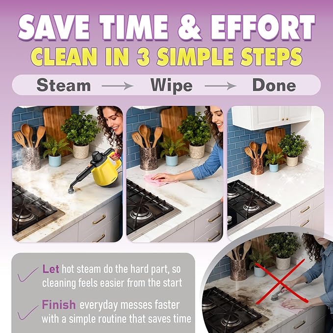 Steam Cleaner, Deep Cleaning Steam Cleaner for Home, 1200W Handheld Steam Cleaner with 10 Tools, Natural Steamer for Cleaning, Handheld Steamer for Bathrooms, Kitchens, Windows, Shower, Grout,Tile,Car