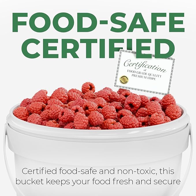 EconoHome 1 Gallon Food Grade Round Plastic Bucket - Food Storage Deli Containers with Lids Ideal for Ice Cream, Soup, and Prep Containers - BPA-Free, Premium HDPE - 1 Pack