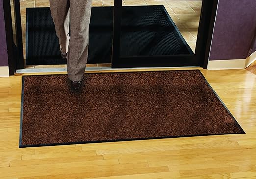 Guardian Platinum Series Indoor Wiper Floor Mat, Rubber with Nylon Carpet, 5'x19', Brown
